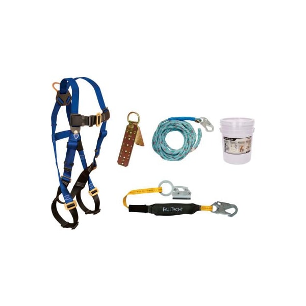Falltech FallTech Roofer's Kit with 7015 Harness, 3' Shock Absorbing Lanyard & Roof Anchor 8593A - main